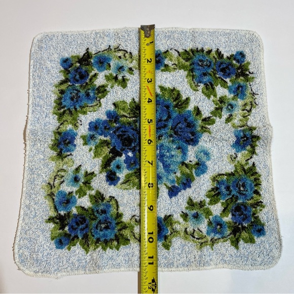 Vintage Penneys Fashion Manor Hand Towel and Washcloth Floral Blue MCM - Picture 11 of 11